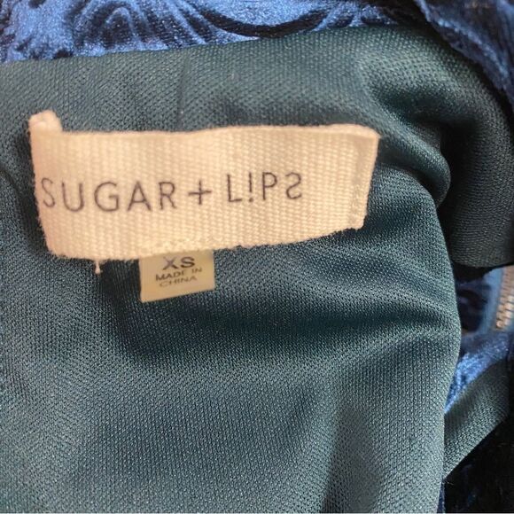 Sugar Lips Blue Velvet Halter Neck Dress XS - Picture 5 of 5